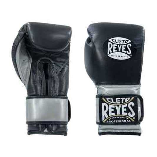 Cleto Reyes black and silver gloves side profile with velcro strap