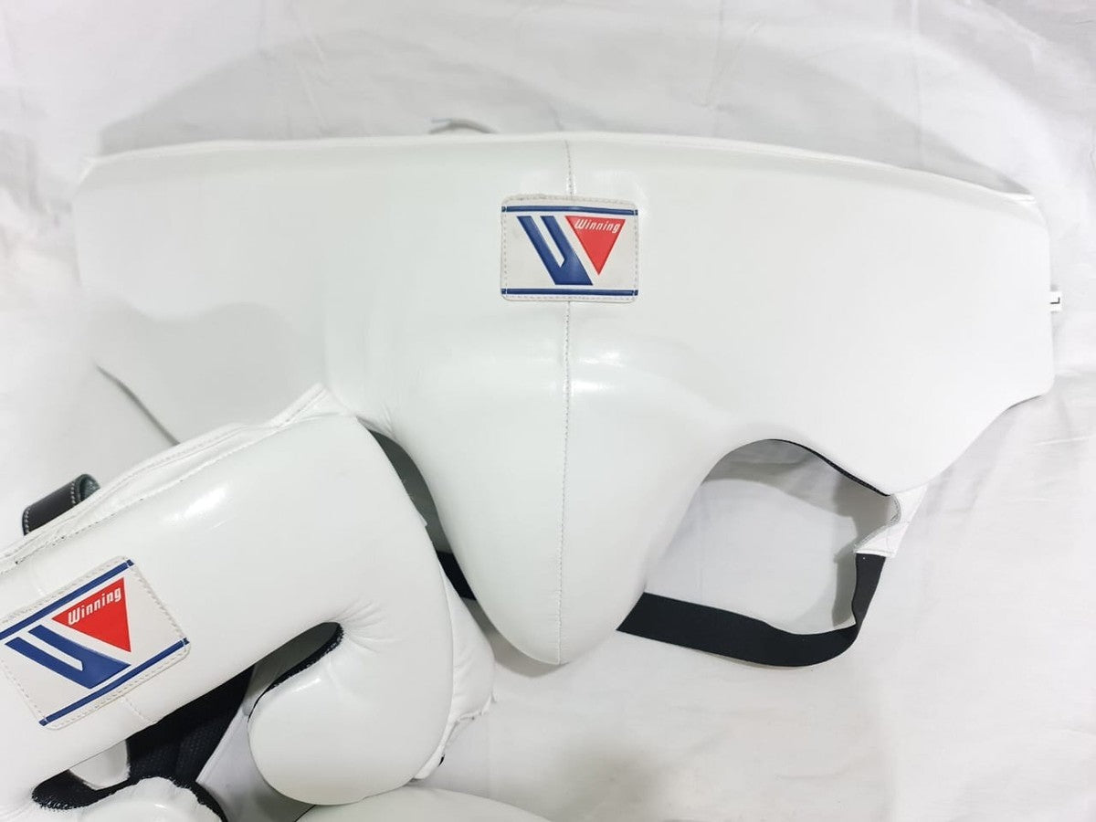 Winning Boxing Protection Bundle – All White | Gloves, Headgear & Groin Protector My Store