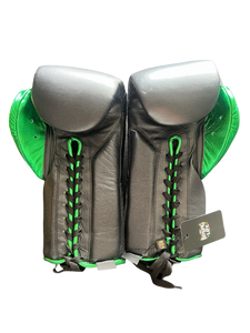 No Boxing No Life Black & Green Boxing Gloves | Premium Mexican Handmade Lace-Up Training Gloves My Store