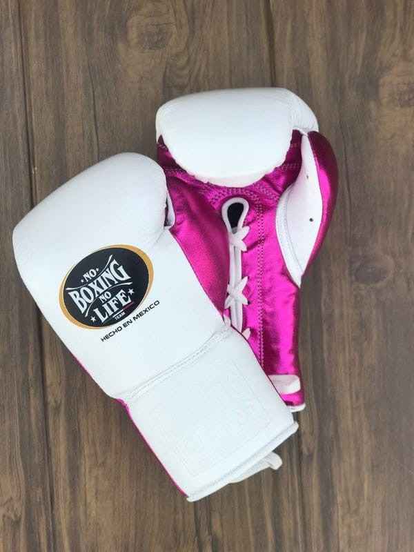 No Boxing No Life Boxing Gloves - Professional Lace-Up White