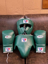 Winning Professional Boxing Training Set - Forest Green (Gloves, Headgear & Groin Guard) - PunchPro Boxing