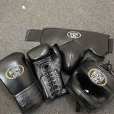 No Boxing No Life Professional Gloves, Headguard, and Groinguard Set - Triple Black Custom Edition - PunchPro Boxing