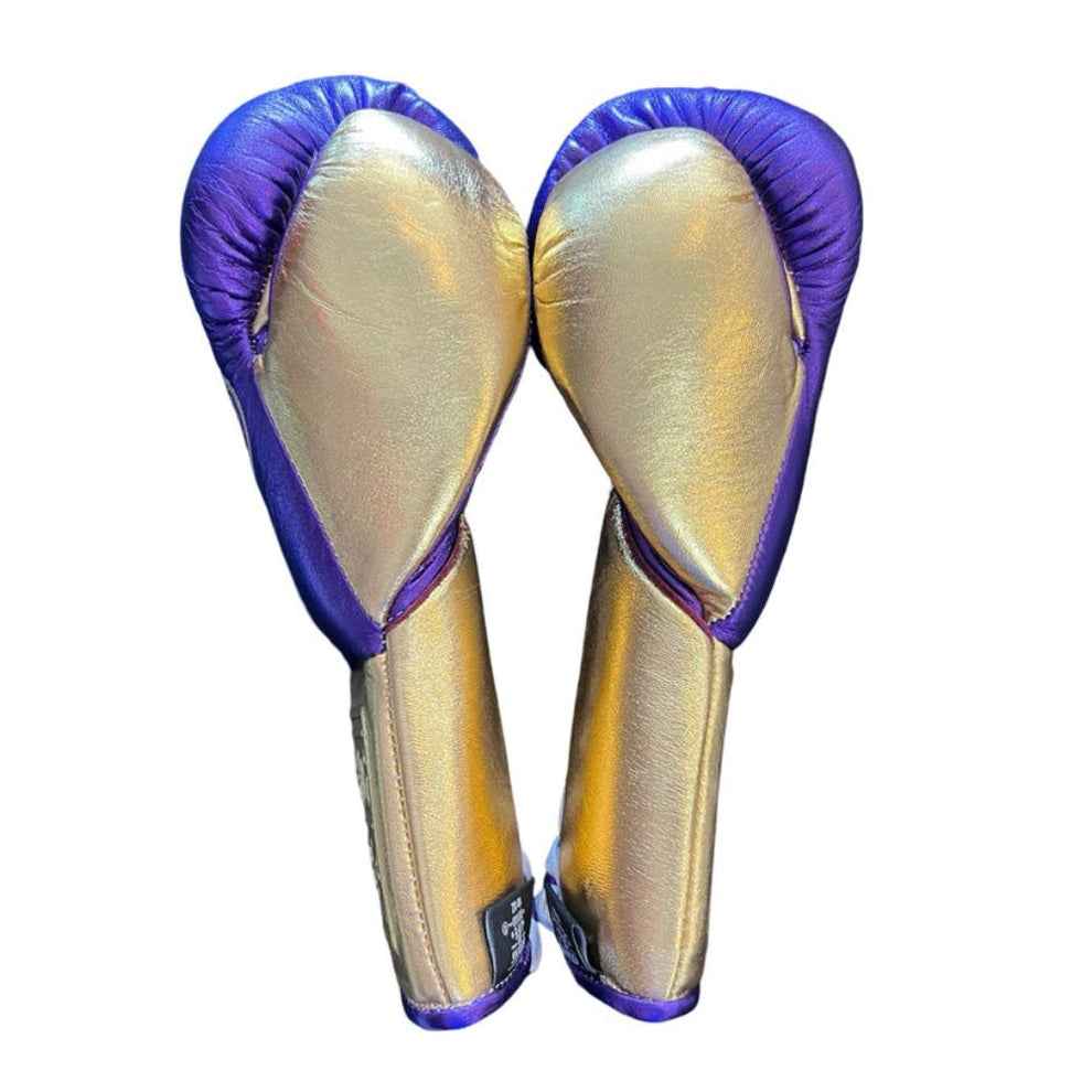 No Boxing No Life Purple & Gold Boxing Gloves | Authentic Mexican Lace-Up Training Gloves My Store