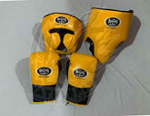No Boxing No Life Professional Gloves, Headguard, and Groinguard Set - Mustard Yellow & Black Custom Edition - PunchPro Boxing