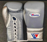Winning Boxing Gloves - Professional Lace-up Silver/Grey - PunchPro Boxing