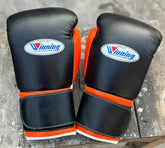 Winning Professional Velcro Boxing Gloves - Custom Black & Orange - PunchPro Boxing