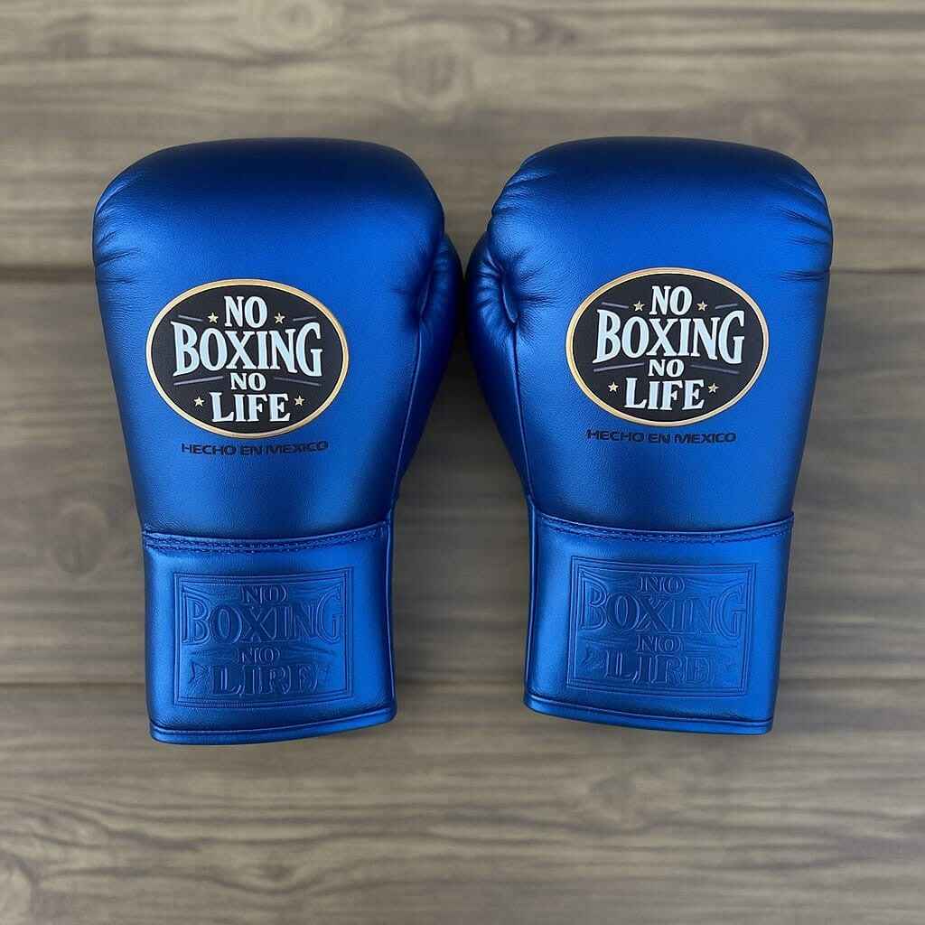 【新品】NO BOXING NO LIFE トレーニンググローブメタリックブルー No Boxing No Life Gloves - Metallic Blue Professional Lace-Up by