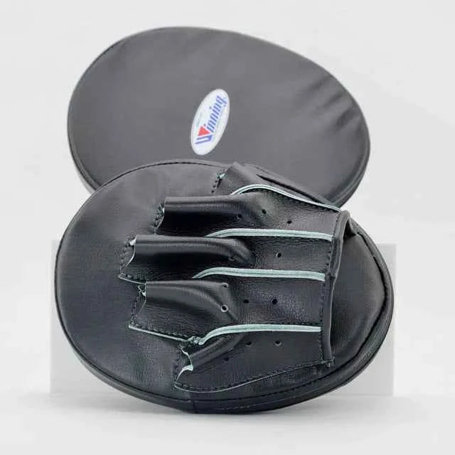 Winning Japan Curved Focus Mitts CM-20 - Classic Black Training Gear - PunchPro Boxing