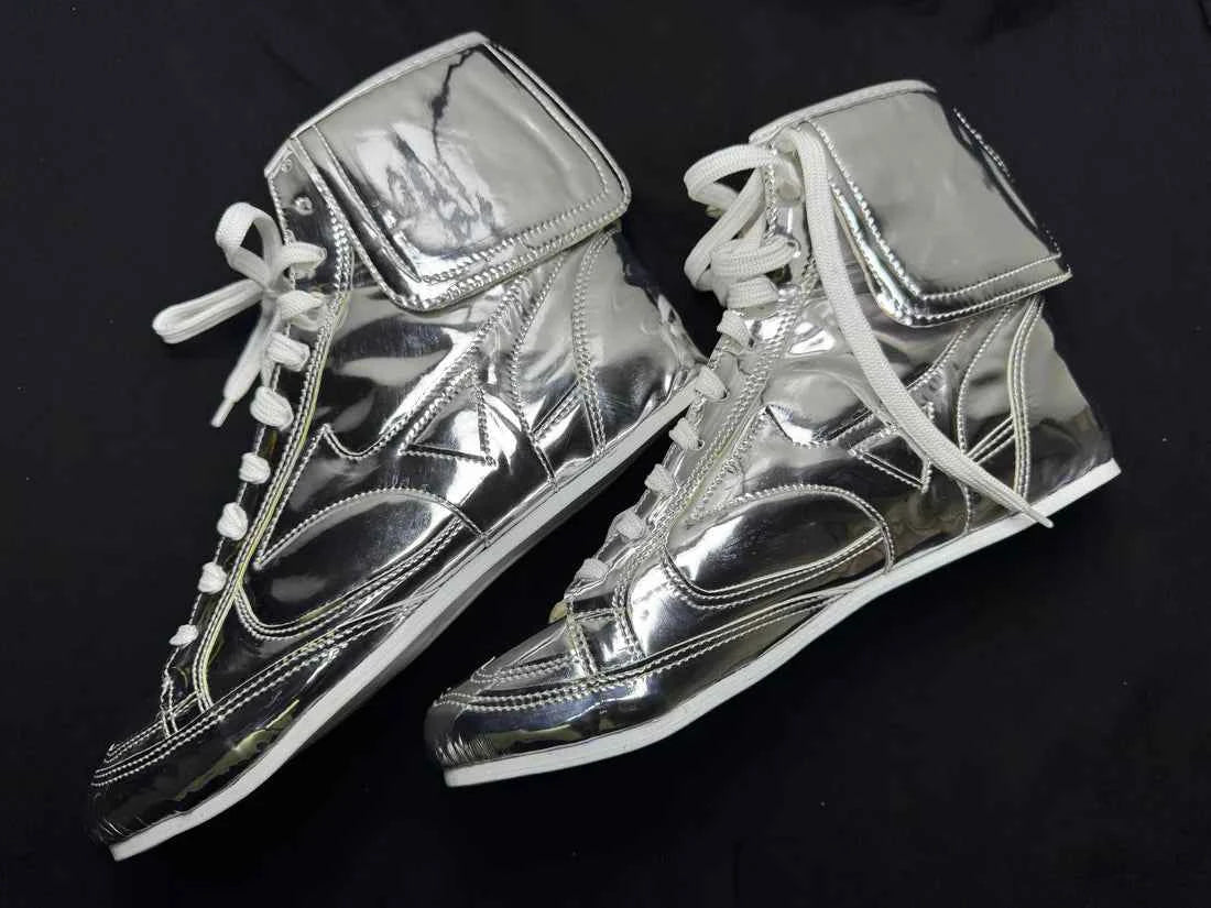 Mizuno Custom Boxing Boots - Full Metallic Silver Edition - PunchPro Boxing