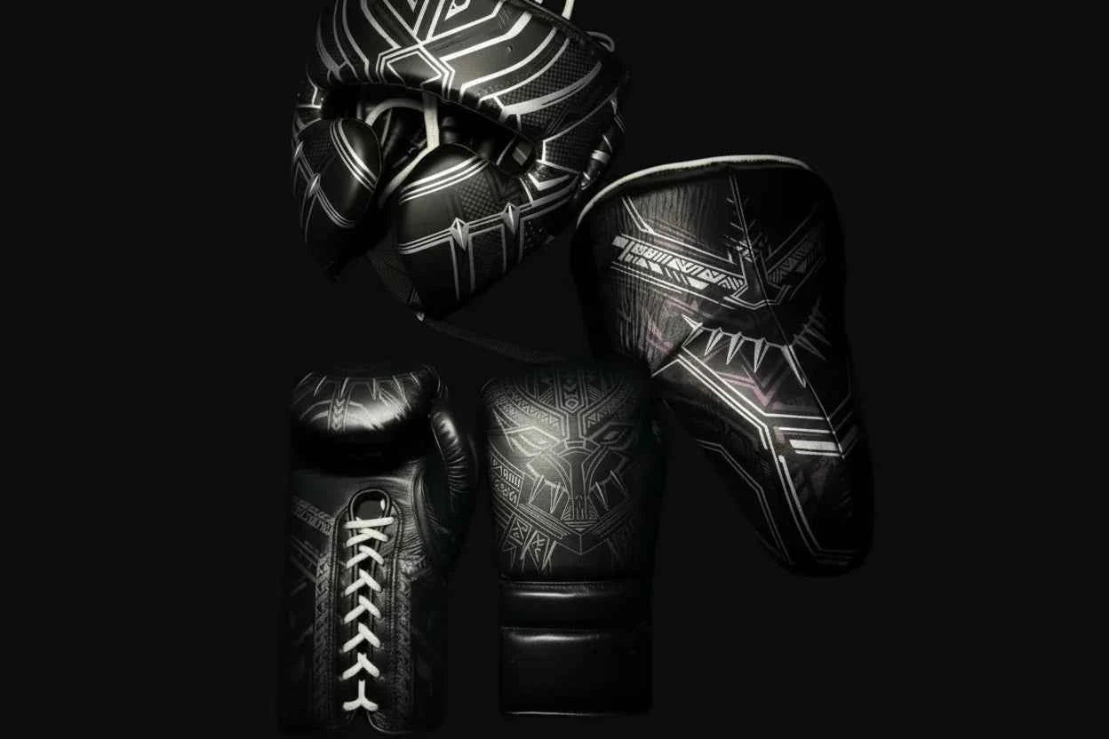 Custom Black Panther Sparring Set - Hand-Crafted Leather Gloves, Headgear & Groinguard - PunchPro Boxing