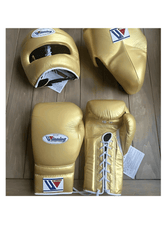 Winning Professional Boxing Training Set - Custom Metallic Gold Edition with Gloves, Headgear & Groin Guard - PunchPro Boxing