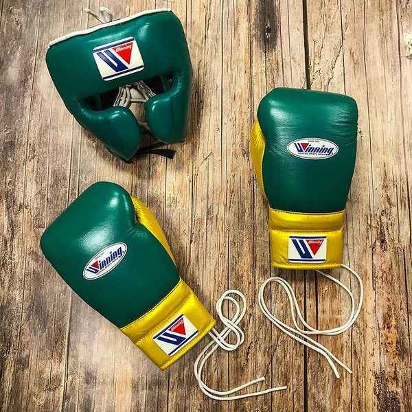 Winning Professional Boxing Training Set - Custom Forest Green & Metallic Gold Edition - PunchPro Boxing