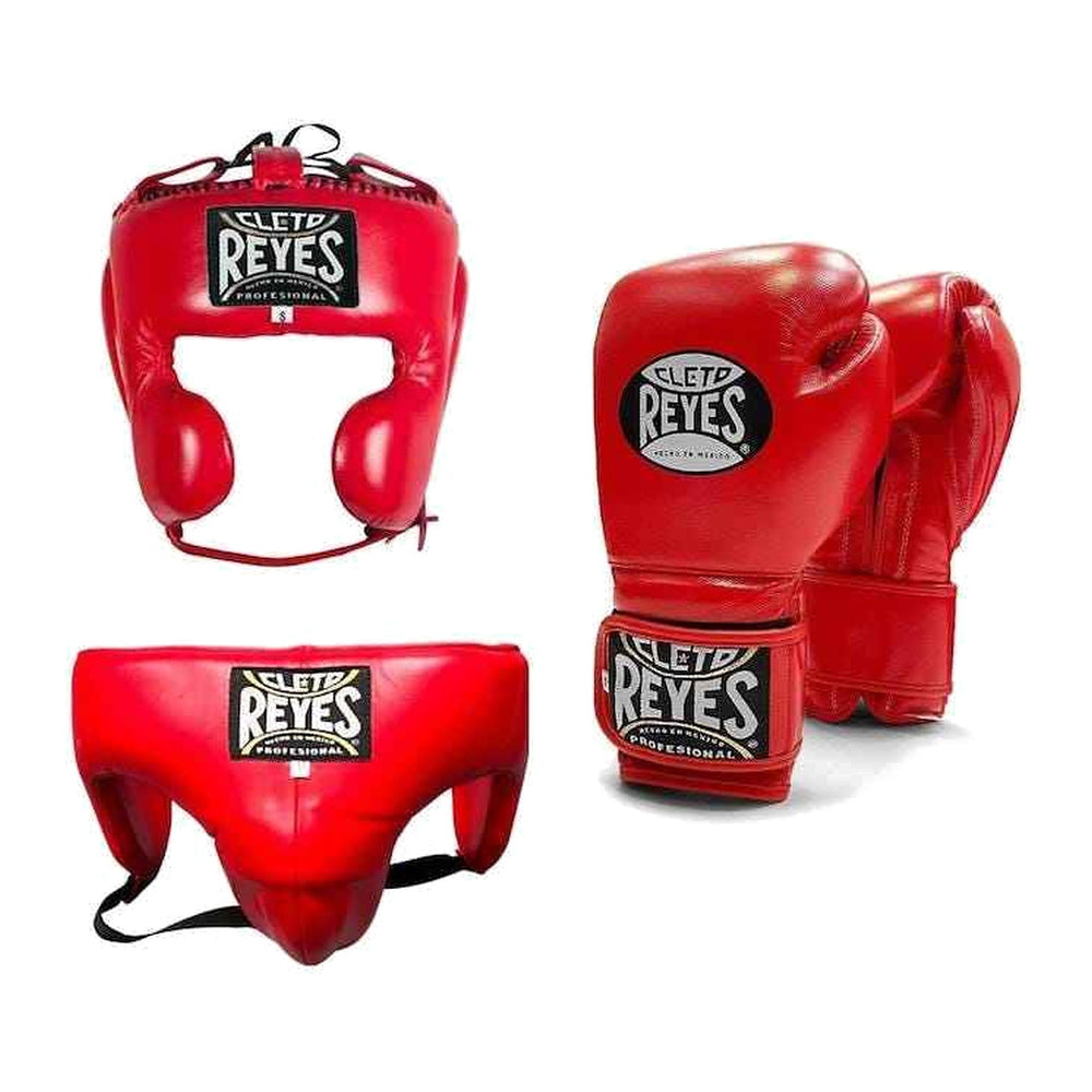 Cleto Reyes Sparring Set | Red Gloves, Headgear & Groin Guard (8oz–16oz)