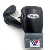 Winning Boxing Gloves Black & White lace-up training glove, genuine leather, 8oz to 16oz