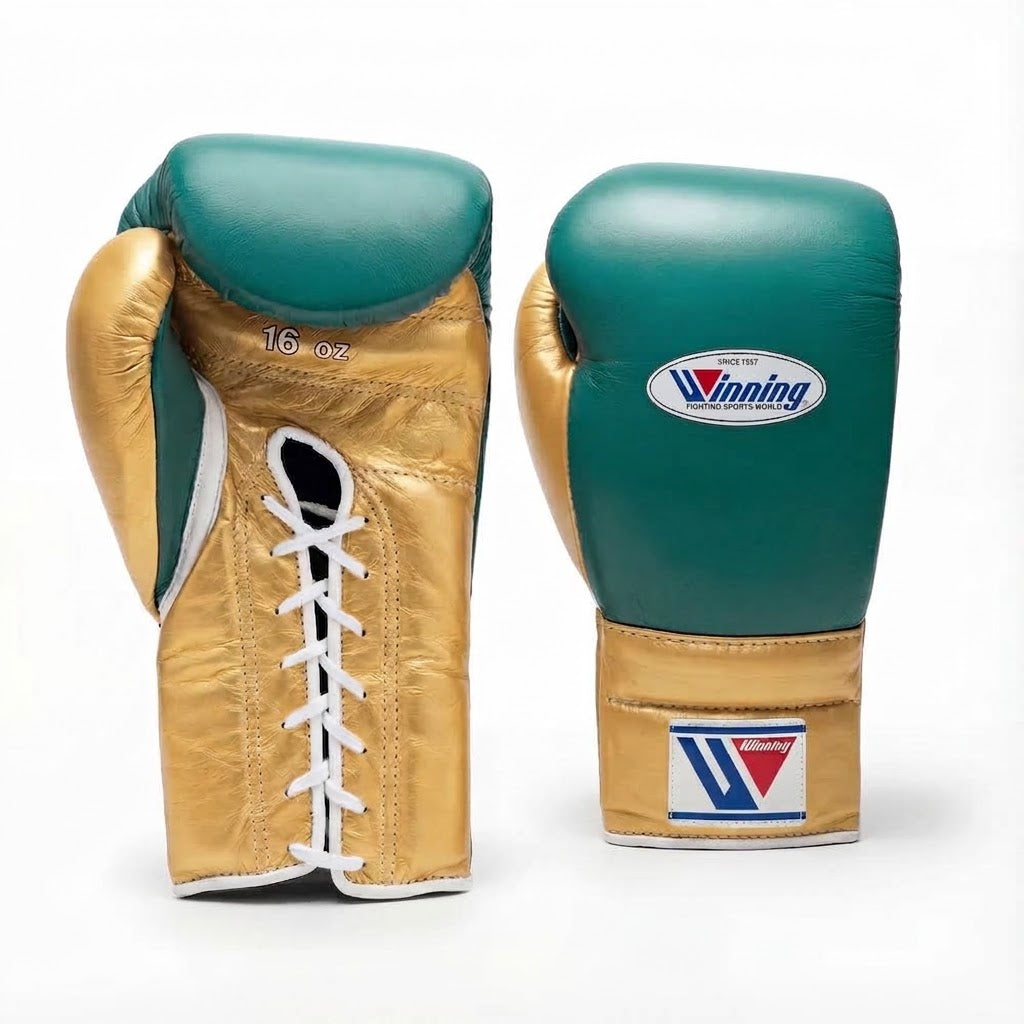 Winning Boxing Gloves Teal & Gold, pair view