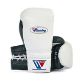 Winning Boxing Gloves White & Green lace-up training glove, genuine leather, 8oz to 16oz