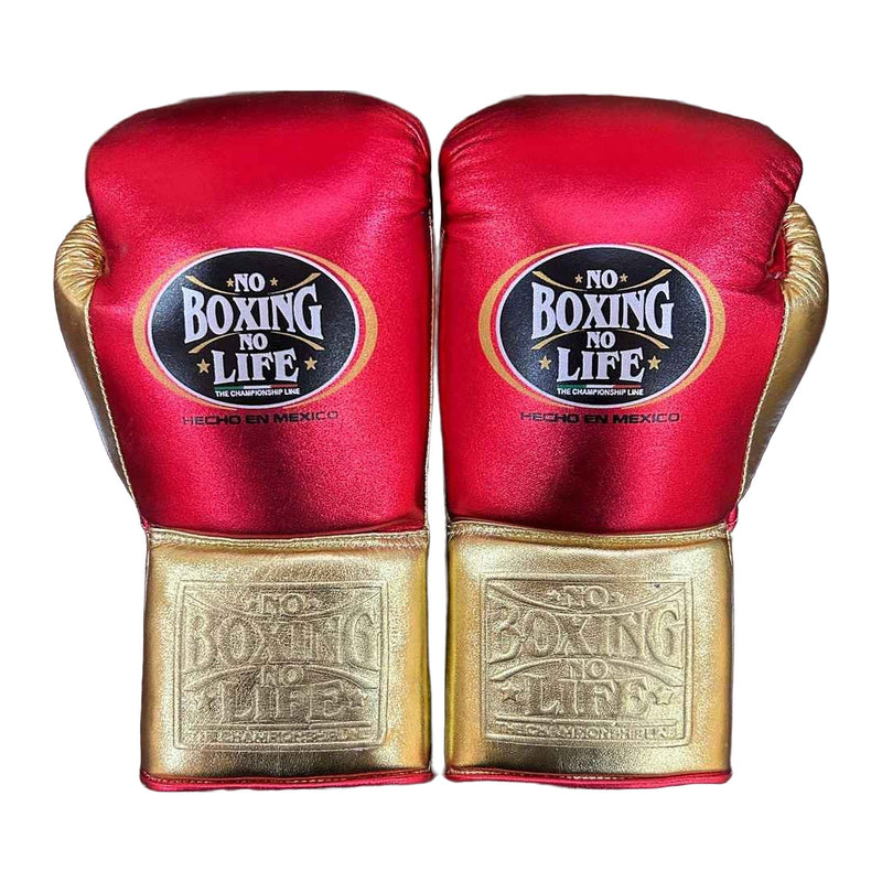 No Boxing No Life metallic red and gold boxing gloves - NBNL Mexican lace-up