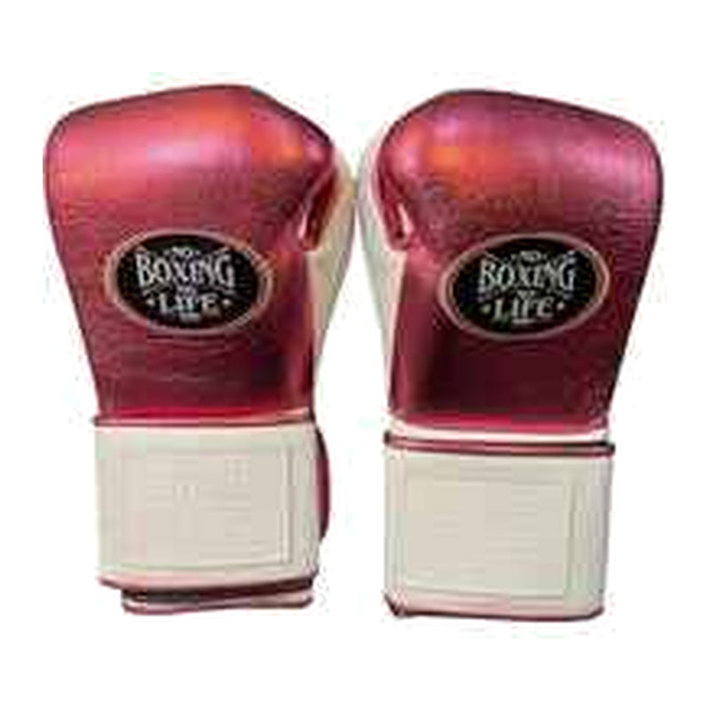 No Boxing No Life metallic rose gold and white boxing gloves - NBNL horsehair Mexican lace-up
