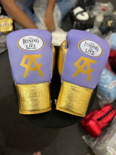 No Boxing No Life Boxing Gloves - Professional Lace-Up Training & Fight Gloves | Purple & Gold Edition | Sizes 8oz–18oz - PunchPro Boxing