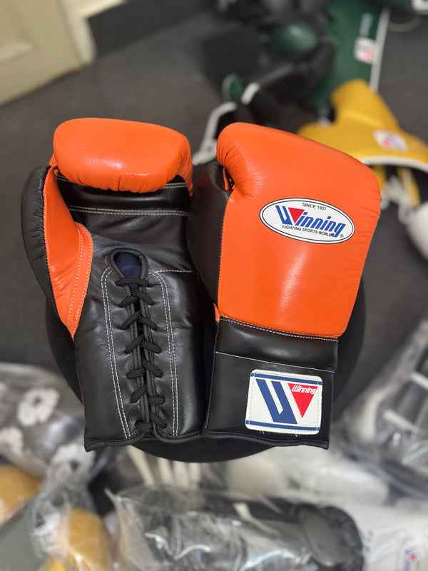 Winning Boxing Gloves - Professional Orange & Black Training & Sparring Gloves in 8oz, 10oz, 12oz, 14oz, 16oz Sizes - PunchPro Boxing