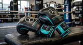 Mercedes-AMG F1 Professional Lace-Up Boxing Gloves - Stealth Black & Petronas Teal - PunchPro Boxing
