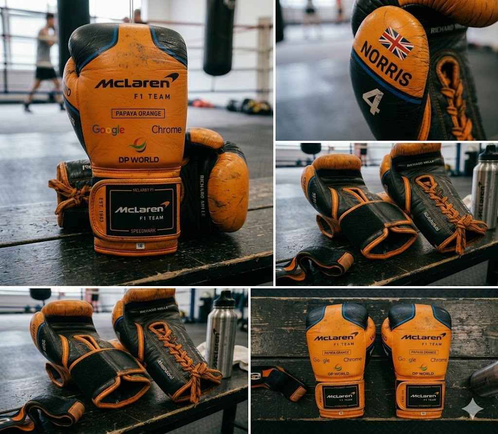 Papaya orange racing boxing gloves palm view showing grip bar