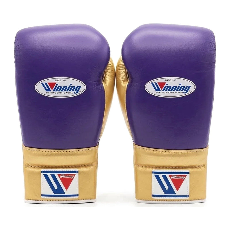Winning Boxing Gloves Gold & Purple, side view