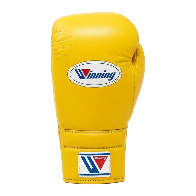 Winning classic yellow two-piece boxing set with lace-up gloves and headgear