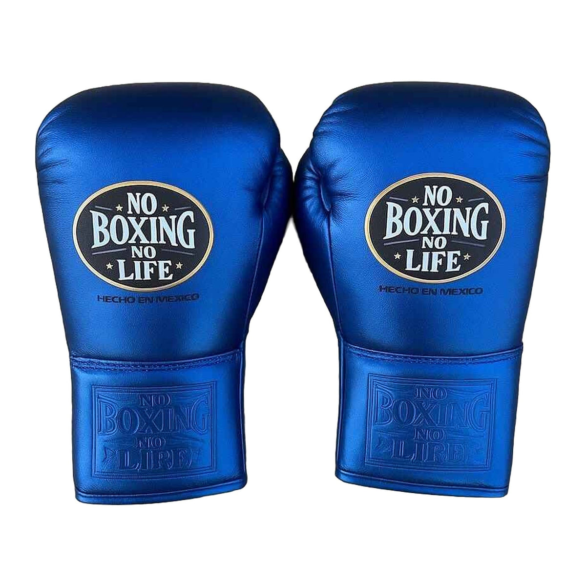 Metallic blue boxing gloves