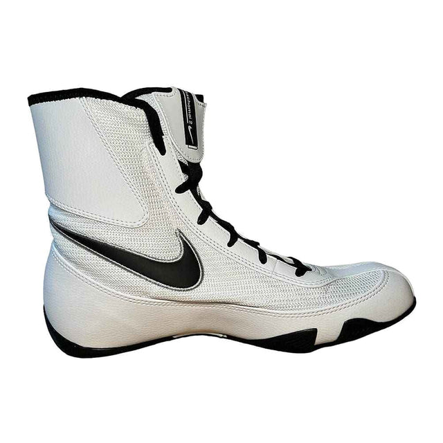 White and black boxing shoes care