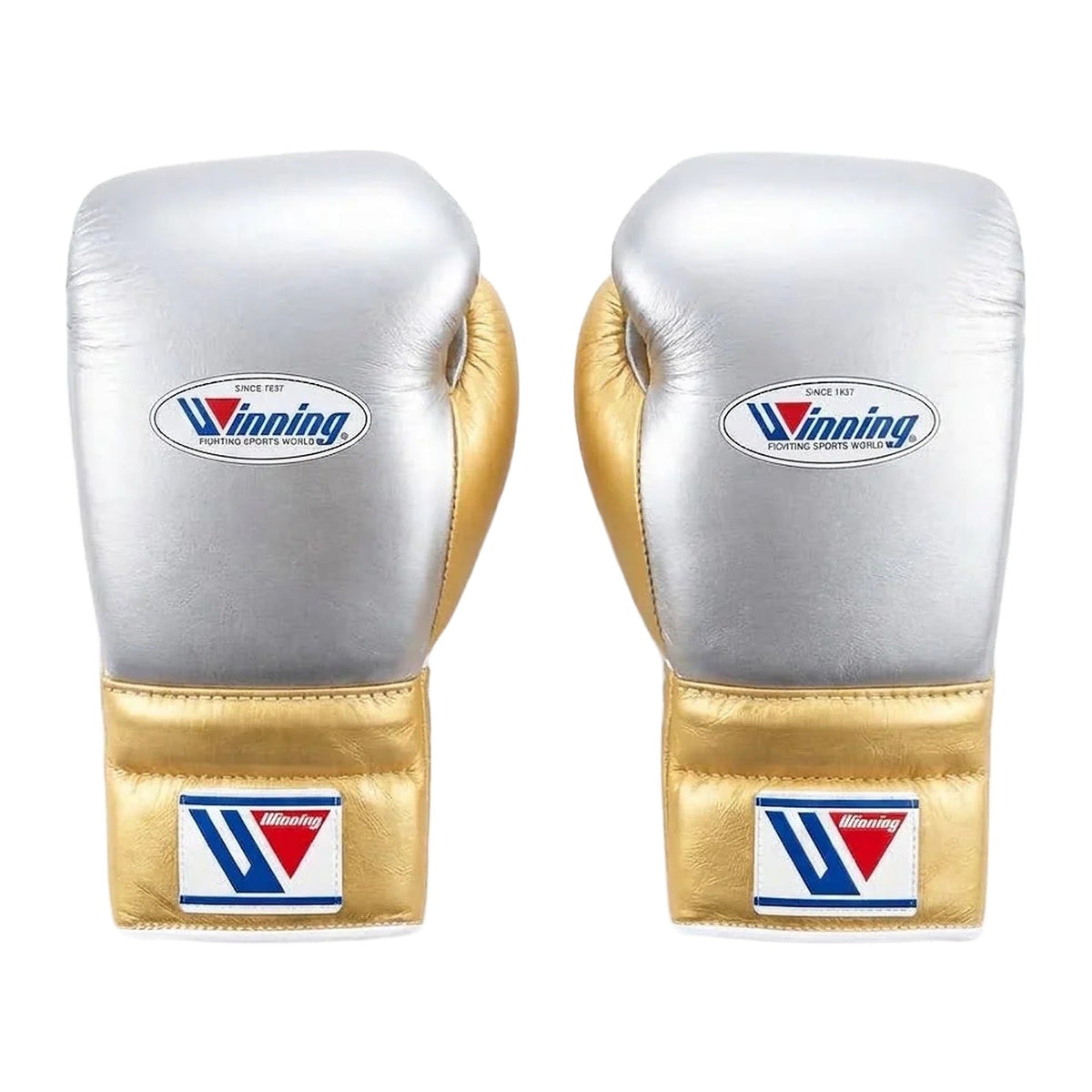 Gold and white custom boxing gloves
