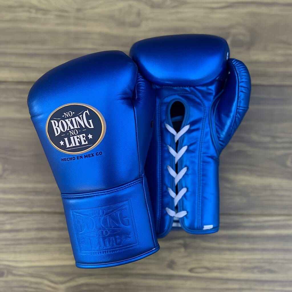 NO BOXING NO LIFE Azul Oro 8oz ボクシンググローブ No Boxing No Life Training Gloves - Metallic Blue / Metallic Gold
