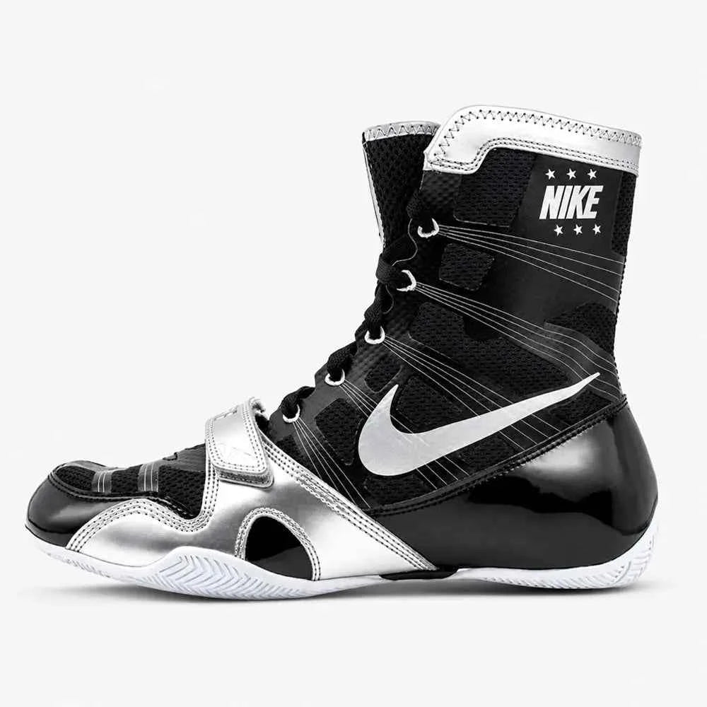Custom Nike HyperKO Boxing Shoes | Black & Silver | PunchPro Boxing
