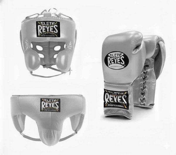 Cleto Reyes Elite Sparring Set - Premium Silver Lace-Up Combat Gear