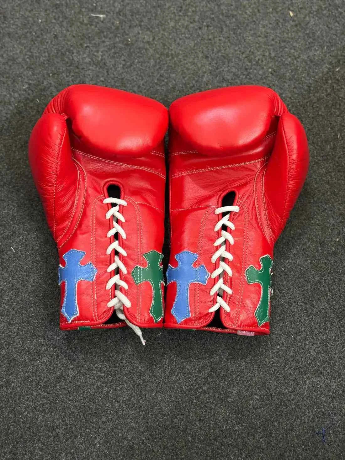 Winning Custom Red Boxing Gloves - Professional Lace-Up with Cross Patchwork - PunchPro Boxing