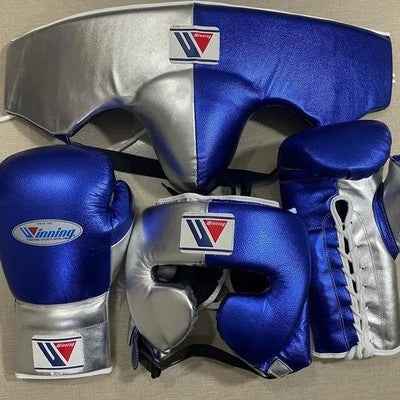 Winning Professional Boxing Training Set - Custom Metallic Silver & Royal Blue Edition | Premium Boxing Training Set - PunchPro Boxing