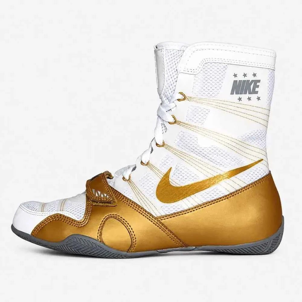 Custom Nike HyperKO Boxing Shoes | White & Gold | Puncher Boxing
