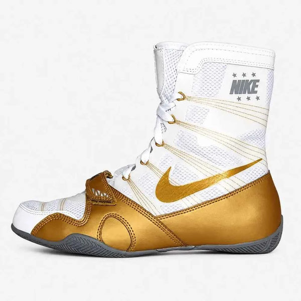 Custom Nike HyperKO Boxing Shoes | White & Gold | Puncher Boxing