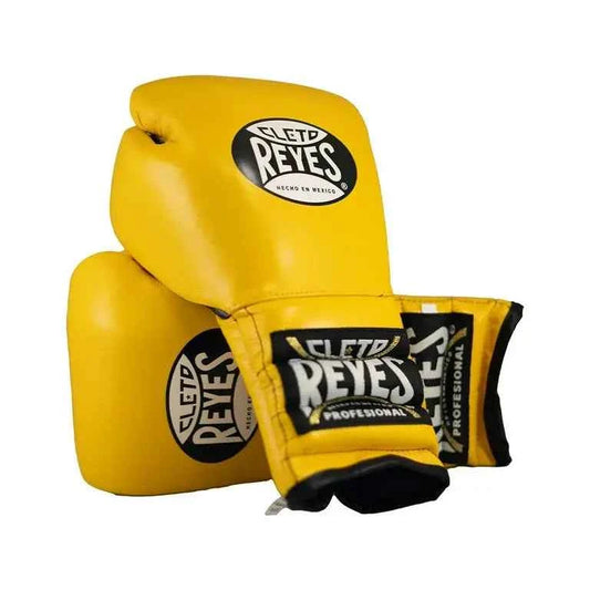 Cleto Reyes yellow gloves side profile showing extra-long cuff
