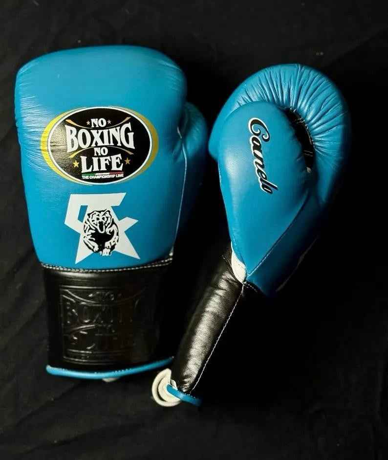 No Boxing No Life Boxing Gloves - Professional Lace-Up Sky Blue