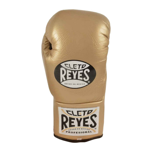 Cleto Reyes gold lace-up training and sparring gloves, pair shown together