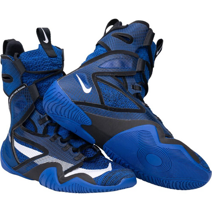 Nike HyperKO 2 boxing shoes in blue and black, heel and ankle collar detail