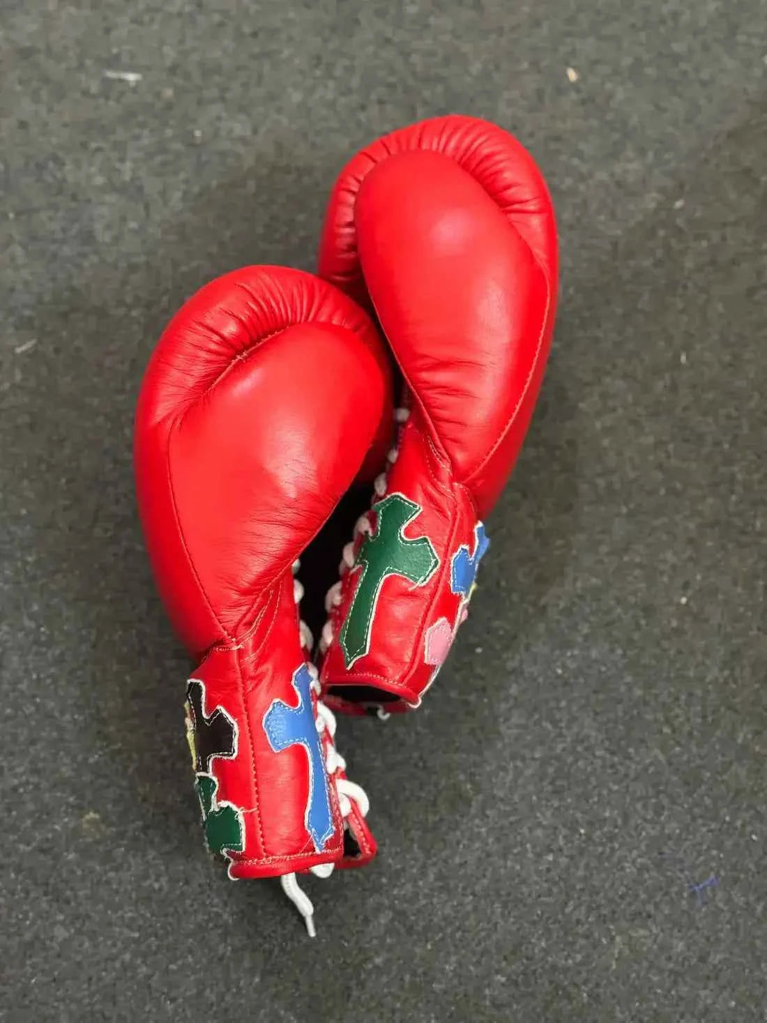 Winning Custom Red Boxing Gloves - Professional Lace-Up with Cross Patchwork - PunchPro Boxing