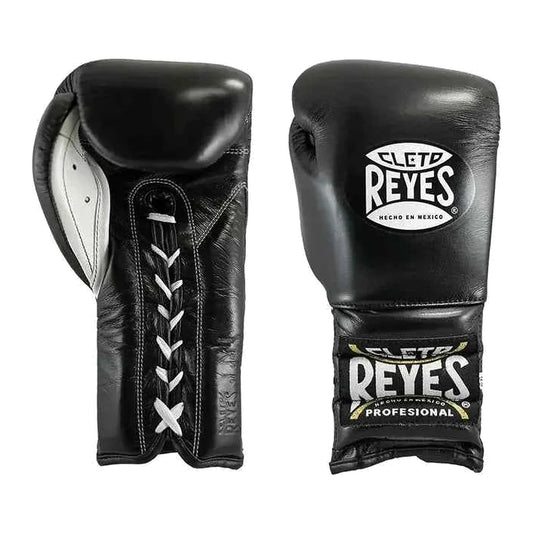 Cleto Reyes black lace-up boxing gloves, pair shown together