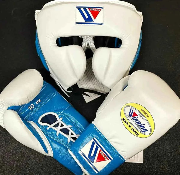 Winning Professional Boxing Training Set - Custom White & Sky Blue Edition | Ultimate Boxing Training Set for Champions