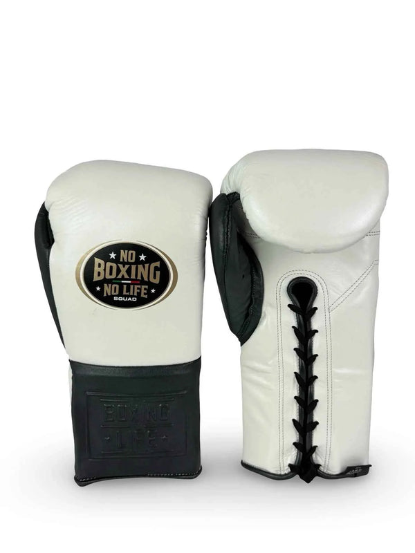 No Boxing No Life Gloves - Training and Sparring Gloves in White/Black - 8oz to 20oz for Optimal Protection and Performance