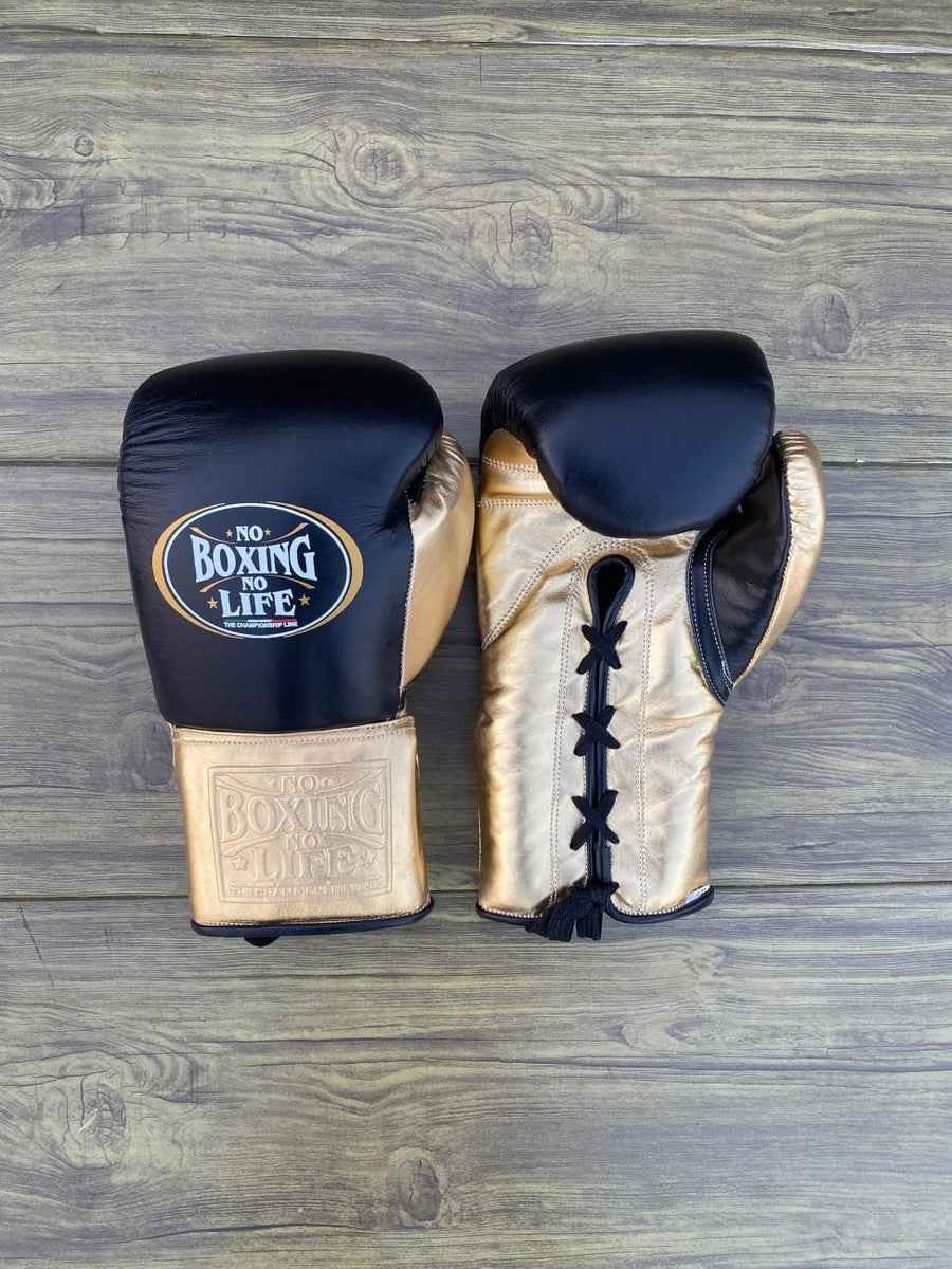 No Boxing No Life Gloves Set - Elite Black & Metallic Gold Gear