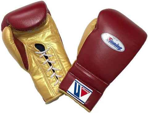 Winning Boxing Gloves - Professional Lace-Up in Custom Maroon & Metallic Gold