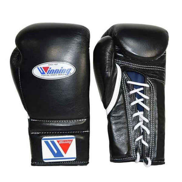 Winning Custom Black Lace-Up Boxing Gloves for Professional Training & Sparring - Available in 8 oz to 20 oz