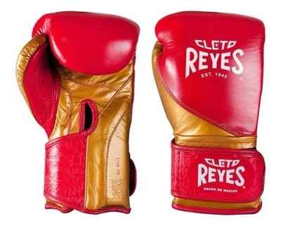 Cleto Reyes High-Compression Hook & Loop Training & Sparring Gloves - Metallic Gold & Red Graffiti - All Sizes Available - PunchPro Boxing